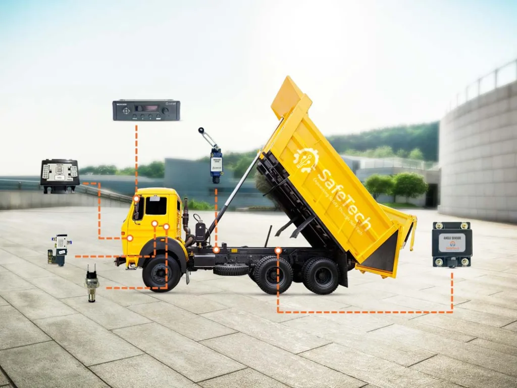 SafeTech Truck Inclinometer for dump truck tilt monitoring and rollover prevention