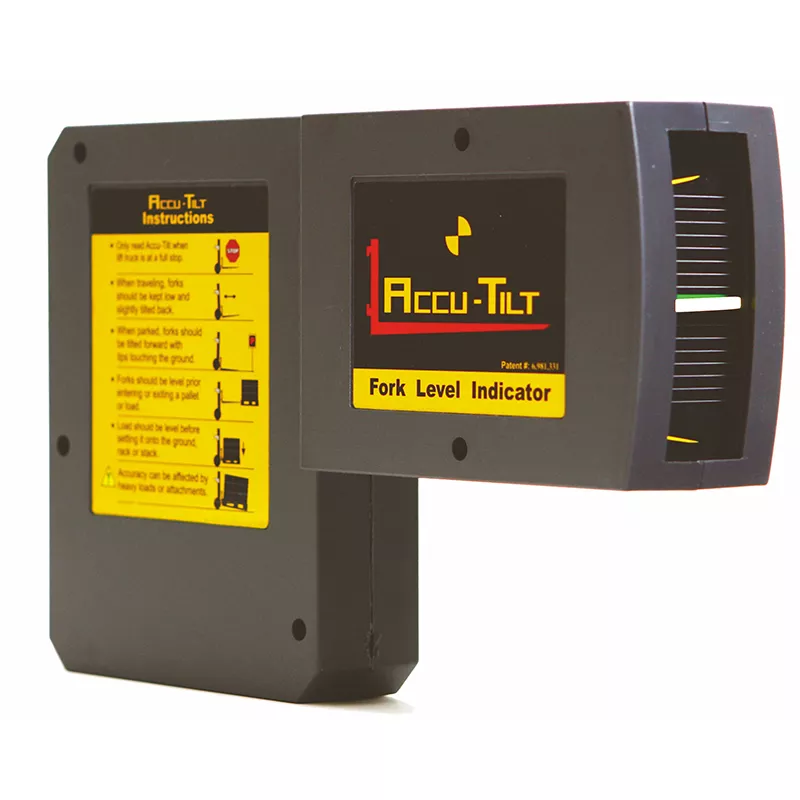 Accu-Tilt forklift level indicator safety device for warehouse compliance in Saudi Arabia.